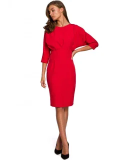 S242 Šaty s netopierími rukávmi - červené