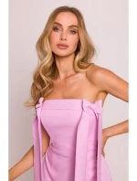 M851 Šaty s mašľami - cukríkovo ružové