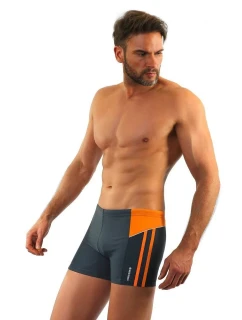 Plavecké boxerky 384 sivo-oranžové - Sesto Senso