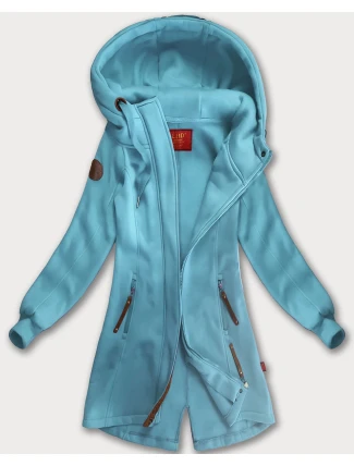 Svetlomodrá dlhá dámska mikina s kapucňou (AMG-675/2) Svetlomodrá dlhá dámska mikina s kapucňou (AMG-675/2)