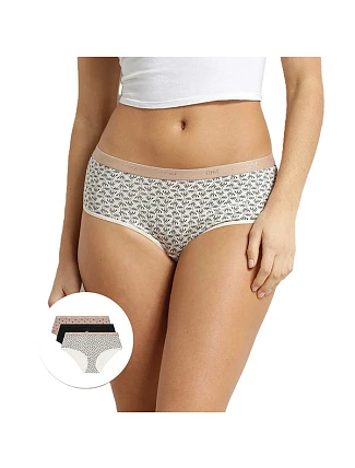 Dámske bavlnené nohavičky 3 ks DIM LES POCKETS COTTON BOXER 3x - DIM - biele