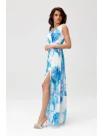 Denné šaty SUK0477 modro-biele - Roco Fashion Denné šaty SUK0477 modro-biele - Roco Fashion