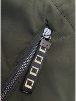 Krátka dámska bunda v army farbe so stojačikom (5M3161)