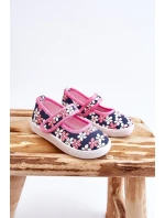 Dziecięce Baleriny W Kwiatuszki Granatowo-Różowe Noah