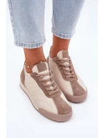 Skórzane Buty Sportowe Damskie Laura Messi 2935 Beżowe