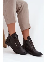 Niskie Botki Ocieplane Na Zamek Z Ozdobą Brązowe Nevalia