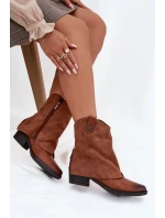 Ocieplane Botki Kowbojki Na Obcasie Camel Sylvette