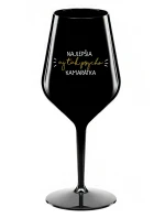 NAJLEPŠIA  AJ TAK PSYCHO KAMARÁTKA - čierny nerozbitný pohár na víno 470 ml