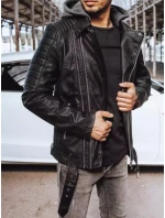 Pánska kožená bunda čierna FashionStreet TX4244