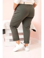 Dámske zimné nohavice Punto Milano Plus Size s opaskom Khaki