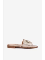 Klapki Damskie Na Płaskim Obcasie Z Ozdobnym Detalem S.Barski KV51-087 Złote