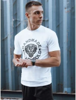 Pánske biele tričko s potlačou FashionStreet RX5582