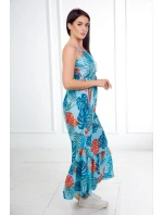 Šaty s motívom listov v mätovej farbe