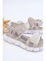 Dziecięce Sandałki Na Rzep Big Star LL374201 Biało-Srebrne