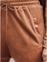 Dámske velúrové tepláky Brown FashionStreet UY2838 Dámske velúrové tepláky Brown FashionStreet UY2838
