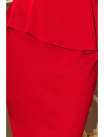 Elegantné červené midi šaty s volánikmi model 6267541