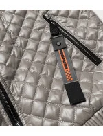 Krátka béžová prešívaná bunda so sťahovacími lemami (7261)