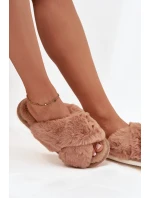 Kožušinové domáce papuče pre ženy s prepletenými remienkami Camel Quenelle Kožušinové domáce papuče pre ženy s prepletenými remienkami Camel Quenelle