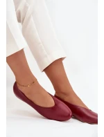Baleriny Damskie Z Eko Skóry Na Płaskim Obcasie Bordowe Olyssia