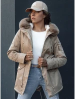 Dámska zimná bunda s kožušinou ERISS béžová FashionStreet TY4532