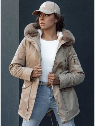 Dámska zimná bunda s kožušinou ERISS béžová FashionStreet TY4532