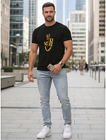 Pánske bavlnené tričko s potlačou Smile Crown čierne FashionStreet NX0138R Pánske bavlnené tričko s potlačou Smile Crown čierne FashionStreet NX0138R