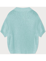 Dámsky voľný béžový sveter s krátkymi rukávmi (760ART)