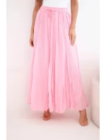 Dámska maxi bavlnená sukňa s elastickým pásom candy pink