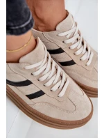 Zazoo N1176 Zamszowe Sneakersy Na Platformie Beżowe