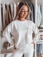 Dámska nadrozmerná mikina LUXEEN ecru FashionStreet RY2793 Dámska nadrozmerná mikina LUXEEN ecru FashionStreet RY2793
