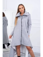 Zateplené šaty s dlhšími bokmi šedej
