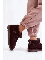 Damskie Zamszowe Niskie Śniegowce Brązowe Shelie