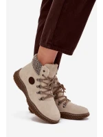 Ocieplane Botki Trapery Damskie Jasnobeżowe Zenaya