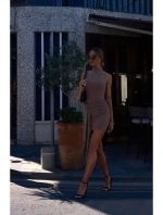 M841 Mini šaty so zaväzovaním vpredu - béžové