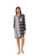 Dámska nočná košeľa YI2322669 005 čiernobiela s potlačou - DKNY Dámska nočná košeľa YI2322669 005 čiernobiela s potlačou - DKNY