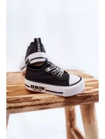 Dziecięce Skórzane Trampki BIG STAR KK374041 Czarno-Białe