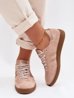 Zazoo N1068 Semišové Nízké Dámské Tenisky Špinavě Růžové