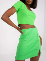 Zelená sukňa Elvira RUE PARIS s pruhovaným strihom
