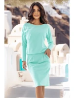 Mikinové šaty s vreckami 189-12 mint - Numoco