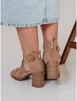 Dámske sandále na podpätku AMIRIA beige FashionStreet ZY0804