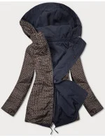 Tmavo modro-hnedá obojstranná dámska bunda parka (XW581X)
