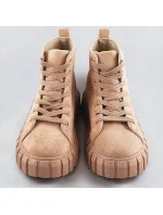 Svetlo béžové šnurovacie topánky z imitácie semišu (XA057)