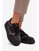 Damskie Sneakersy Na Platformie Big Star SS274358 Panterka Czarne