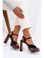 Dámské sandály na podpatku a platformě z eko semiše Černé Gralisse