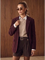 Dámska manšestrová bunda v baklažánovej farbe FashionStreet PY0159
