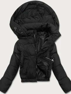 Krátka prechodná bunda s kapucňou čierna (16M9080-392)