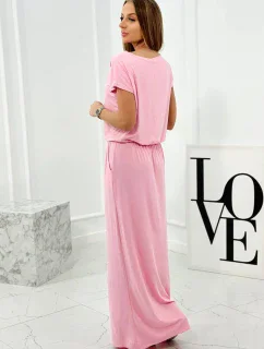 Viskózové šaty s vreckami svetloružové