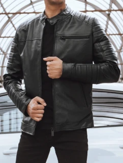 Pánska kožená bunda čierna FashionStreet TX4229