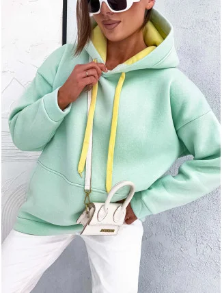 Dámska hrubá klokanka v mätovej farbe (82131) Dámska hrubá klokanka v mätovej farbe (82131)