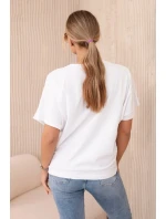 Bavlnená blúzka s ozdobnou mašľou biela